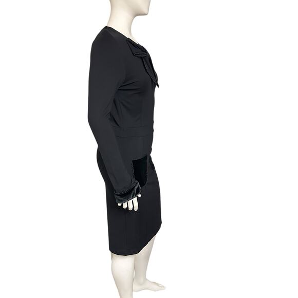 Leo & Ugo Paris Black Midi Dress Bow Detail French Minimalist Size Medium - Picture 5 of 14